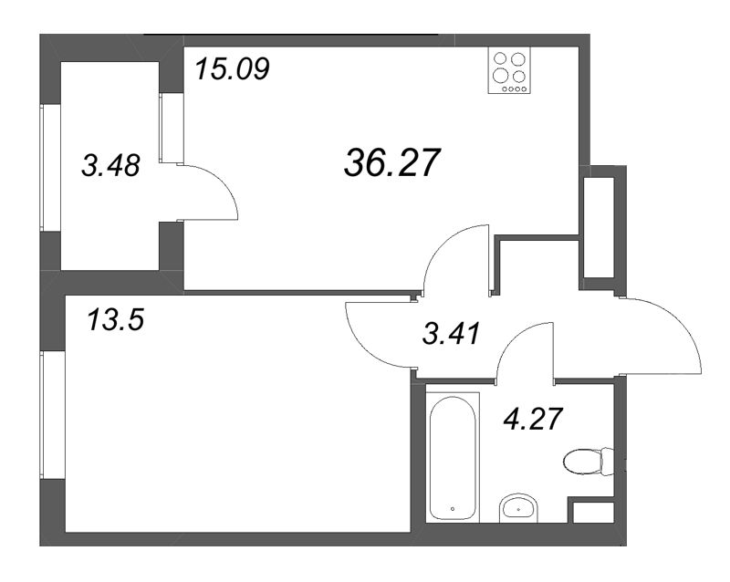 2 ккв (Евро) 36,3 м²