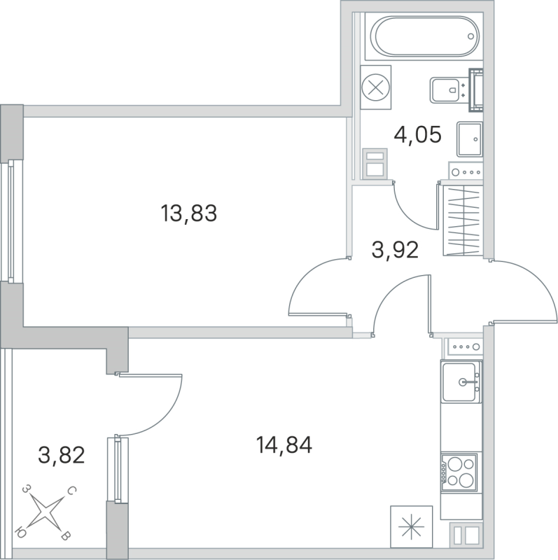 1 ккв 36,6 м²
