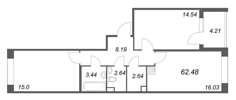 3 ккв (Евро) 62,5 м²