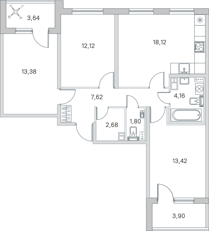 4 ккв (Евро) 73,3 м²