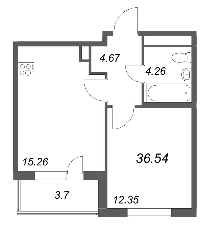2 ккв (Евро) 36,5 м²