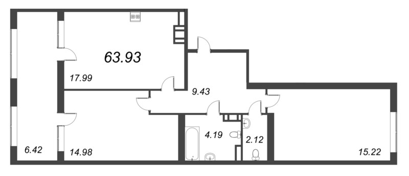 3 ккв (Евро) 63,9 м²