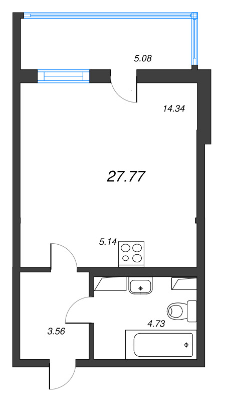 Студия 27,8 м²