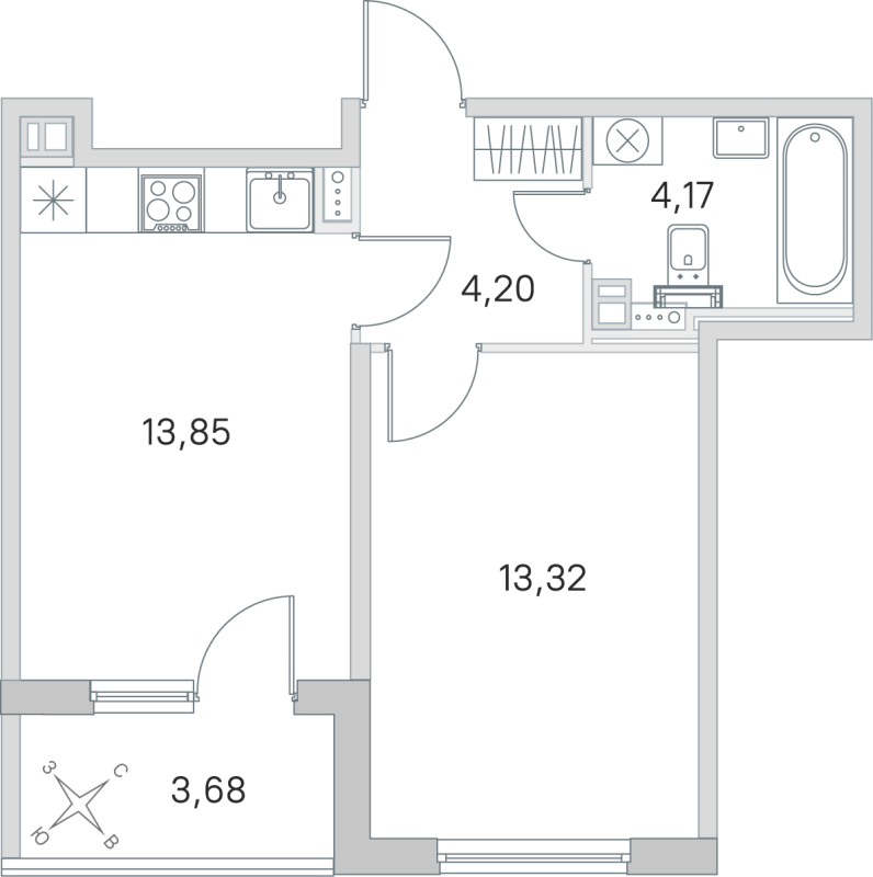 1 ккв 35,5 м²