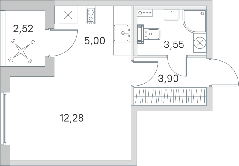 Студия 24,7 м²