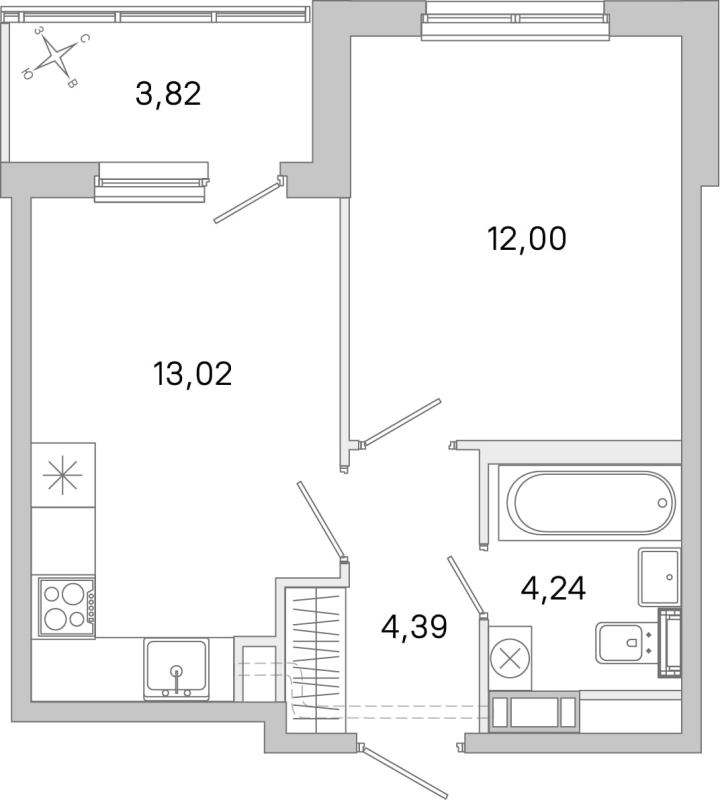 1 ккв 33,7 м²