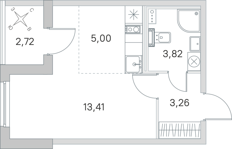 Студия 25,5 м²