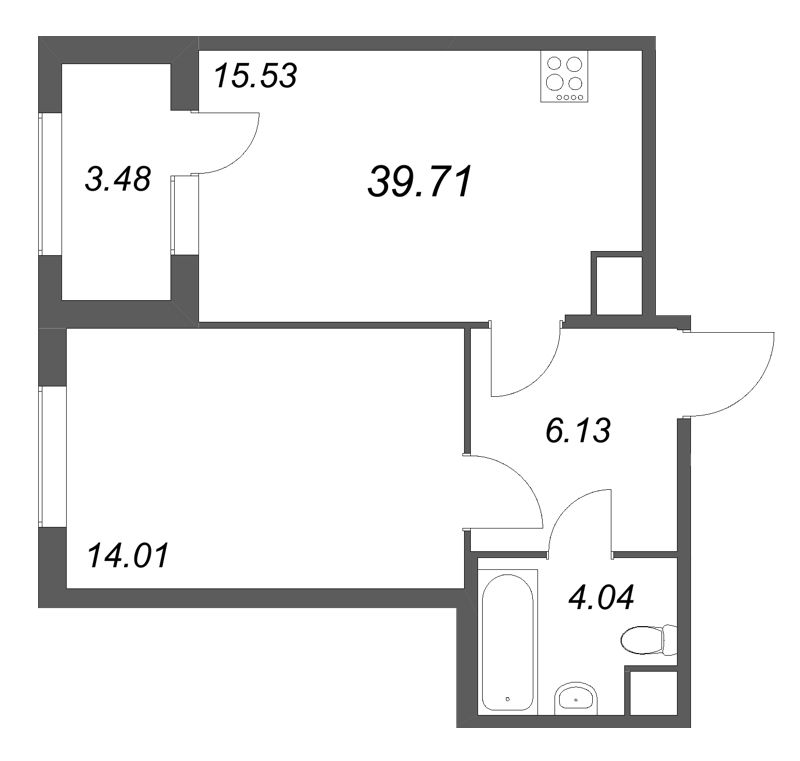 2 ккв (Евро) 39,7 м²