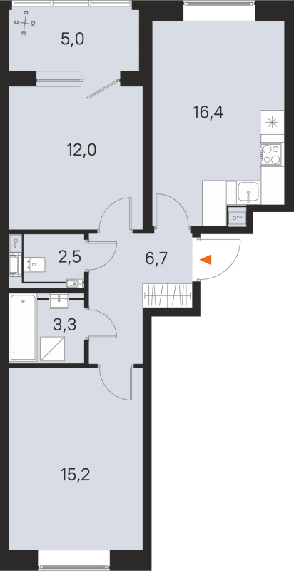 3 ккв (Евро) 56,1 м²