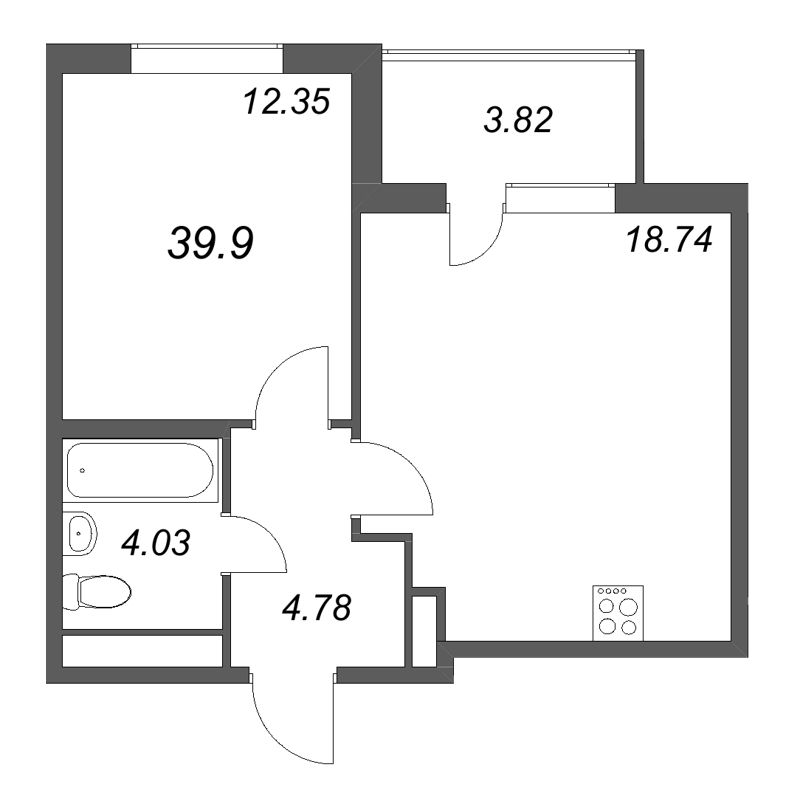 2 ккв (Евро) 39,9 м²