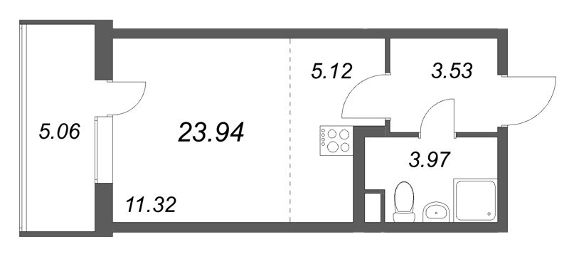 Студия 23,9 м²