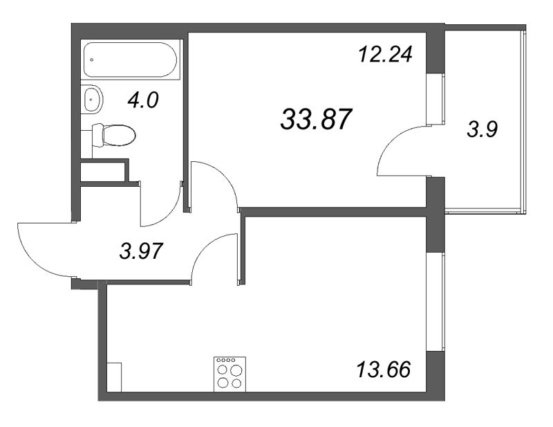 1 ккв 33,9 м²