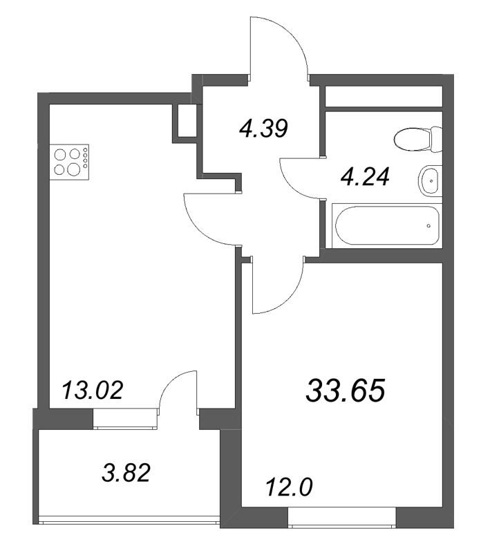 1 ккв 33,7 м²