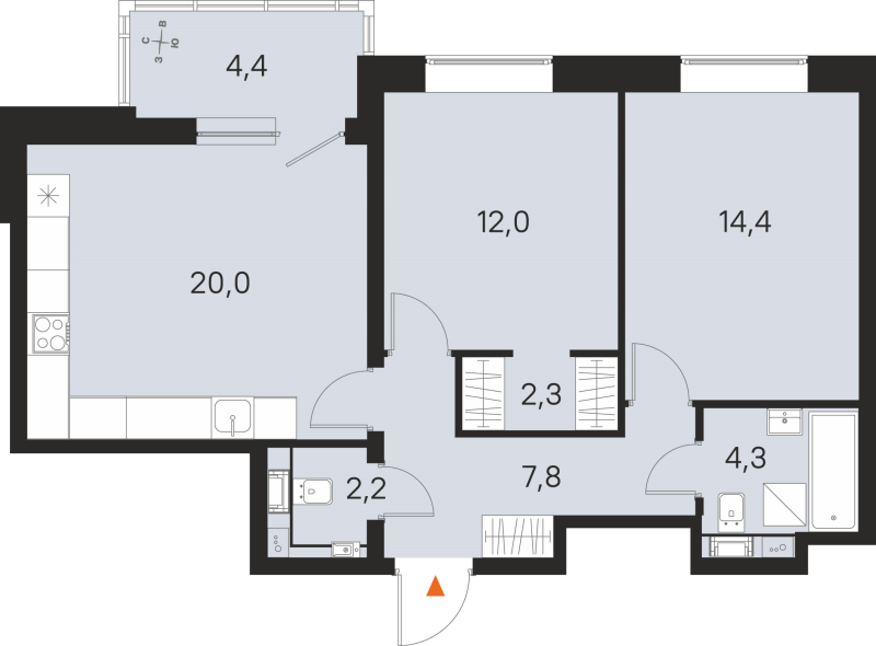 3 ккв (Евро) 63 м²