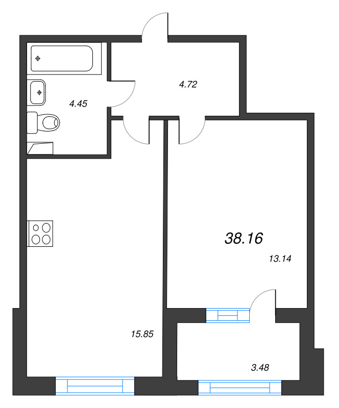 2 ккв (Евро) 38,2 м²