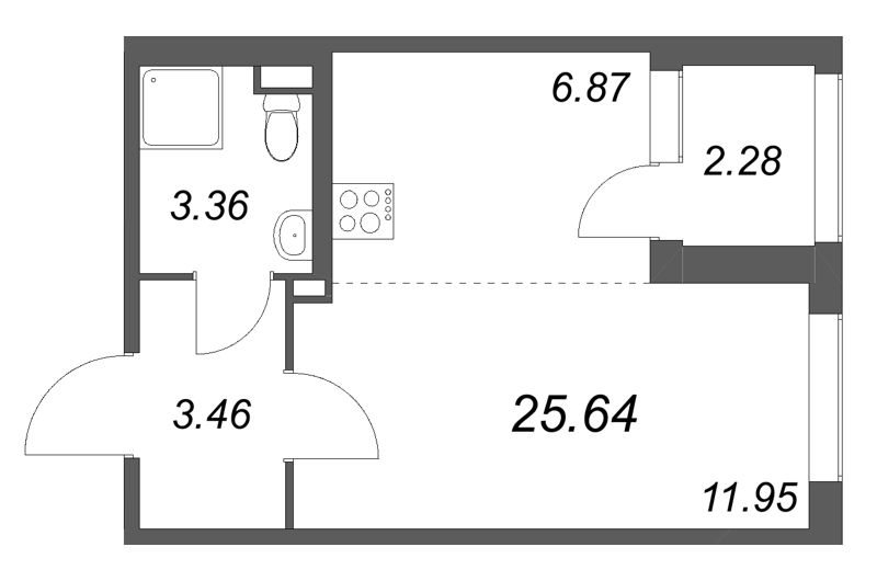 Студия 25,6 м²