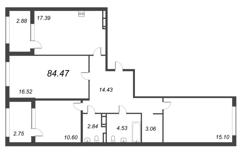 4 ккв (Евро) 84,5 м²