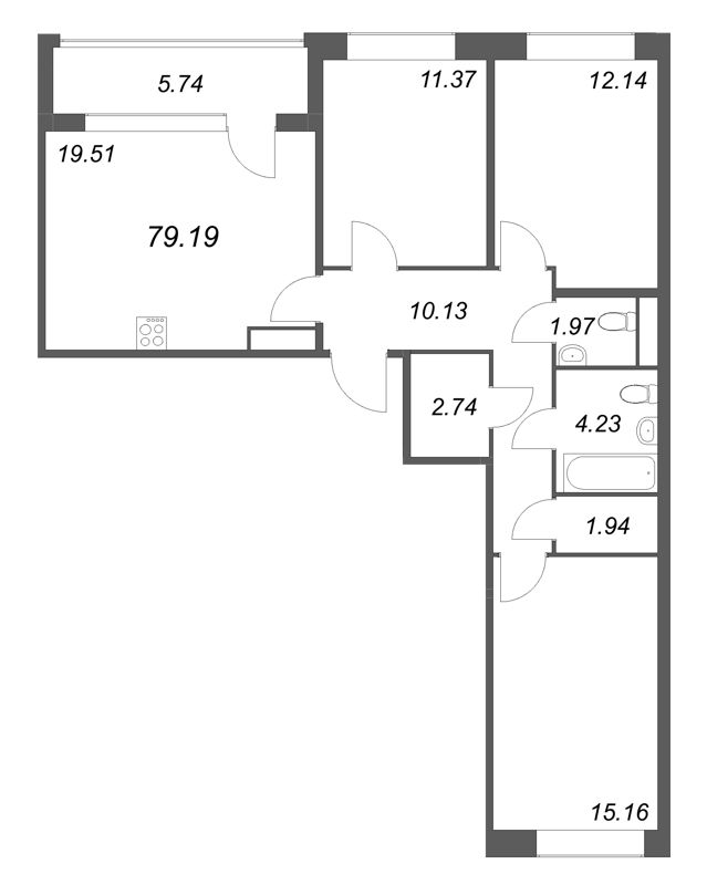 4 ккв (Евро) 79,2 м²