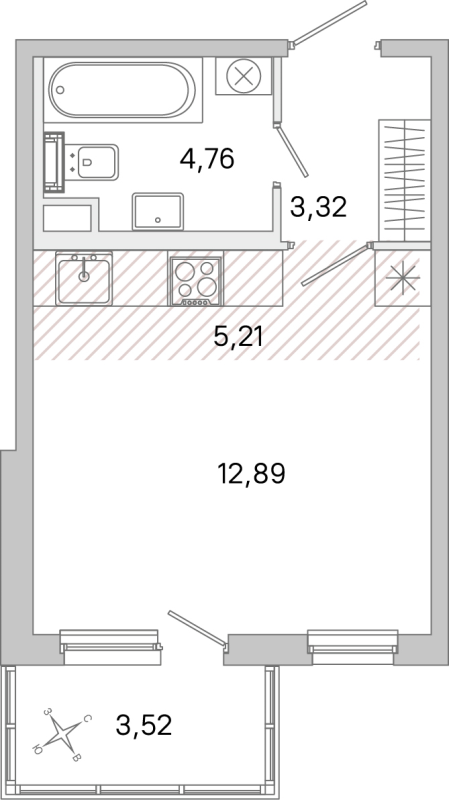 Студия 26,2 м²