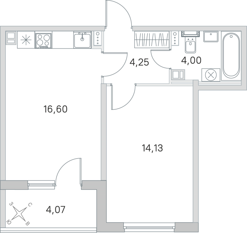 2 ккв (Евро) 39 м²