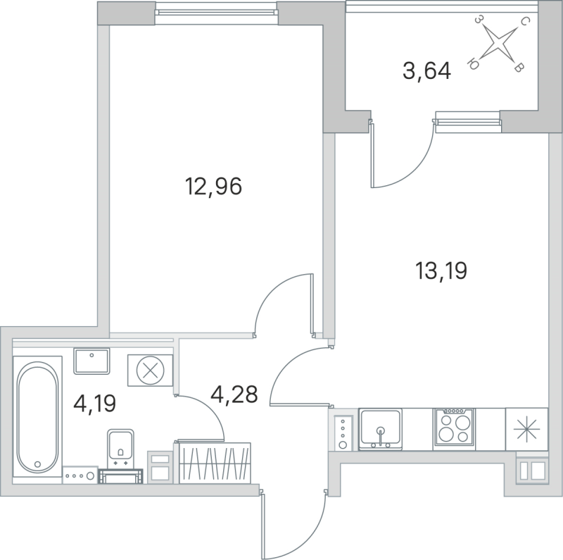 1 ккв 34,6 м²