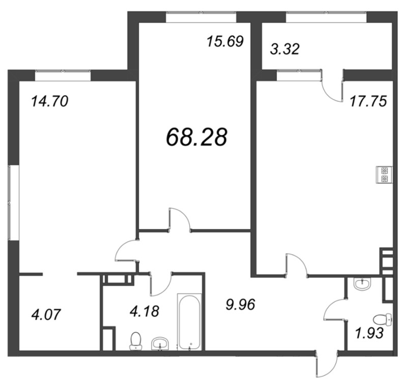 3 ккв (Евро) 68,3 м²
