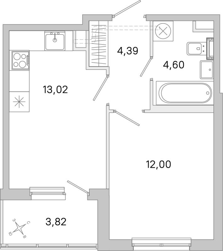 1 ккв 34 м²