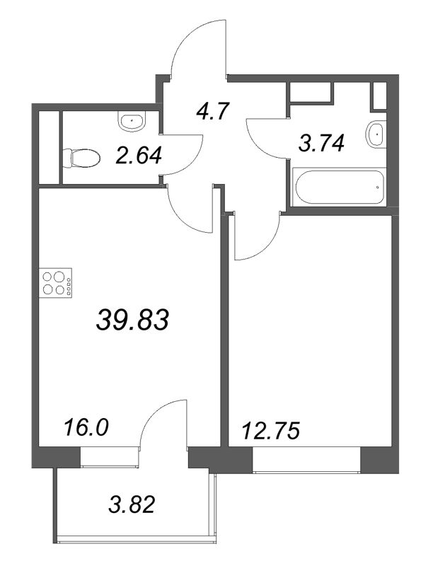 2 ккв (Евро) 39,8 м²