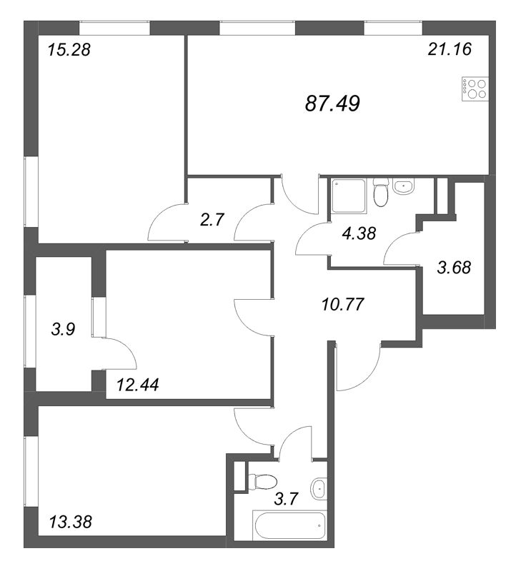 4 ккв (Евро) 87,5 м²
