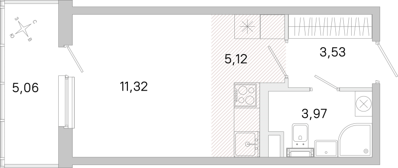 Студия 23,9 м²