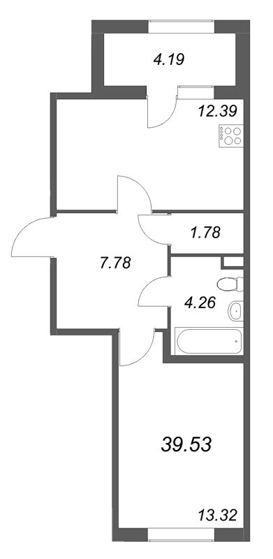 1 ккв 39,5 м²