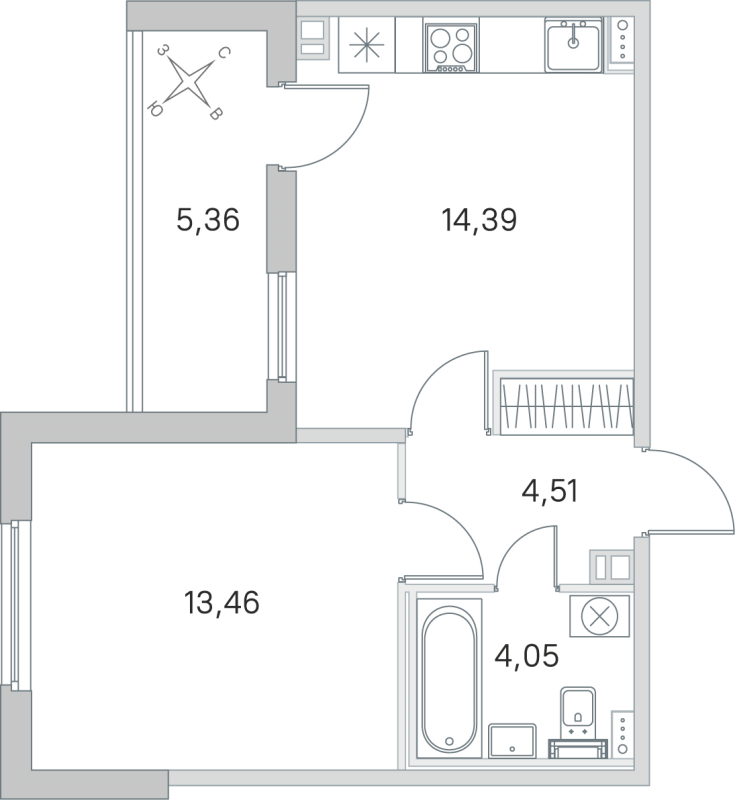 1 ккв 36,4 м²