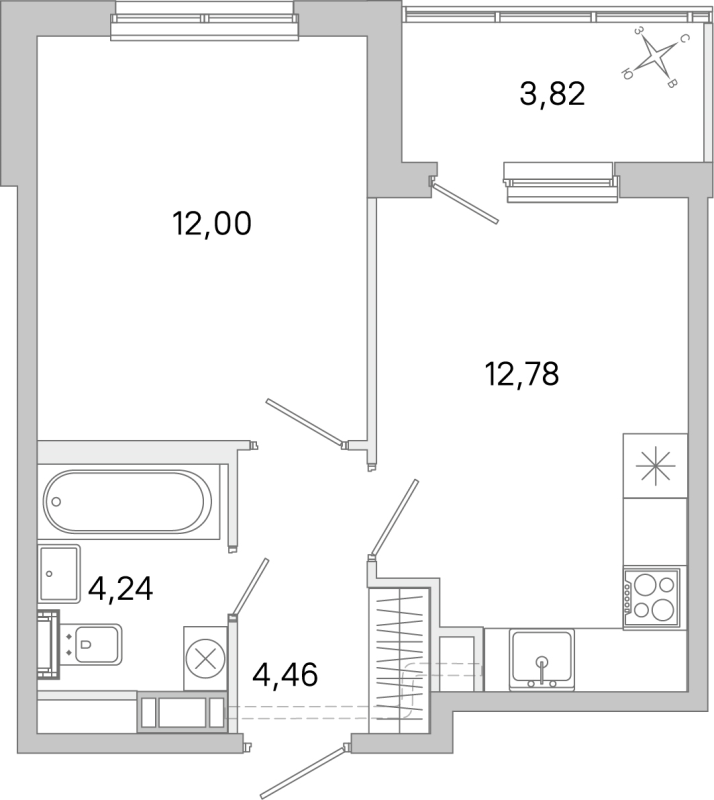 1 ккв 33,7 м²