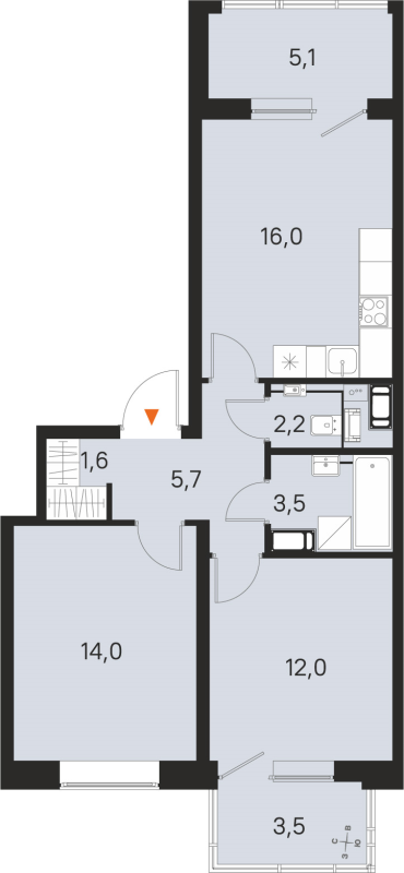 3 ккв (Евро) 55 м²