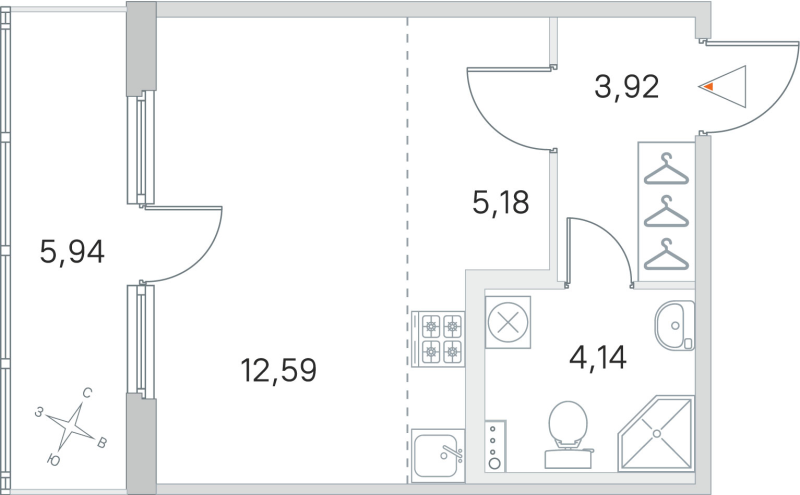 Студия 25,8 м²