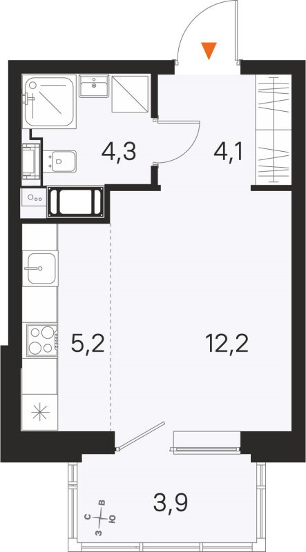 Студия 25,8 м²
