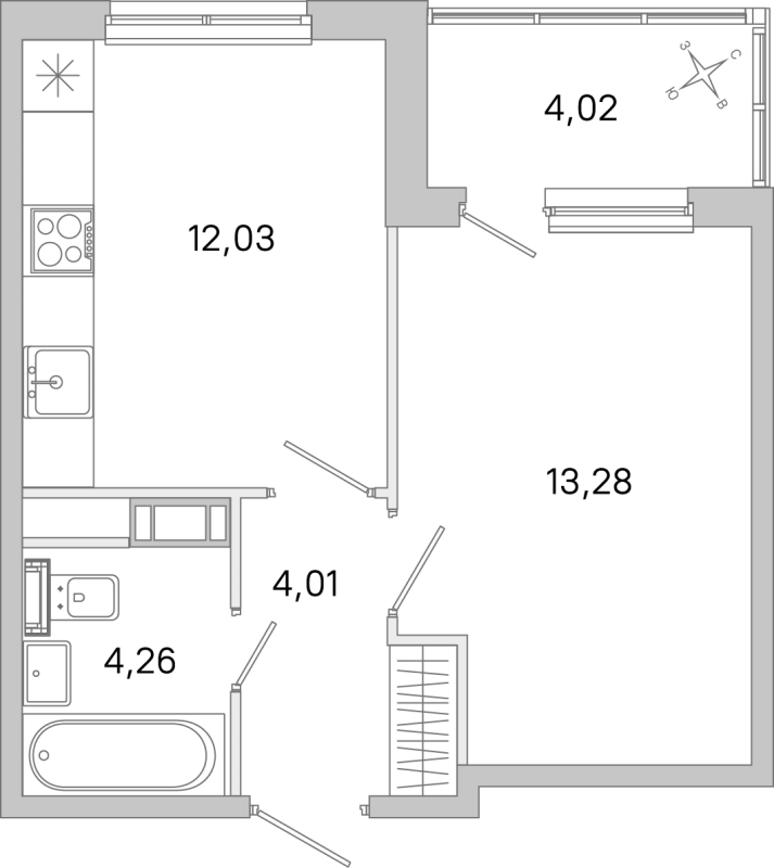 1 ккв 33,6 м²