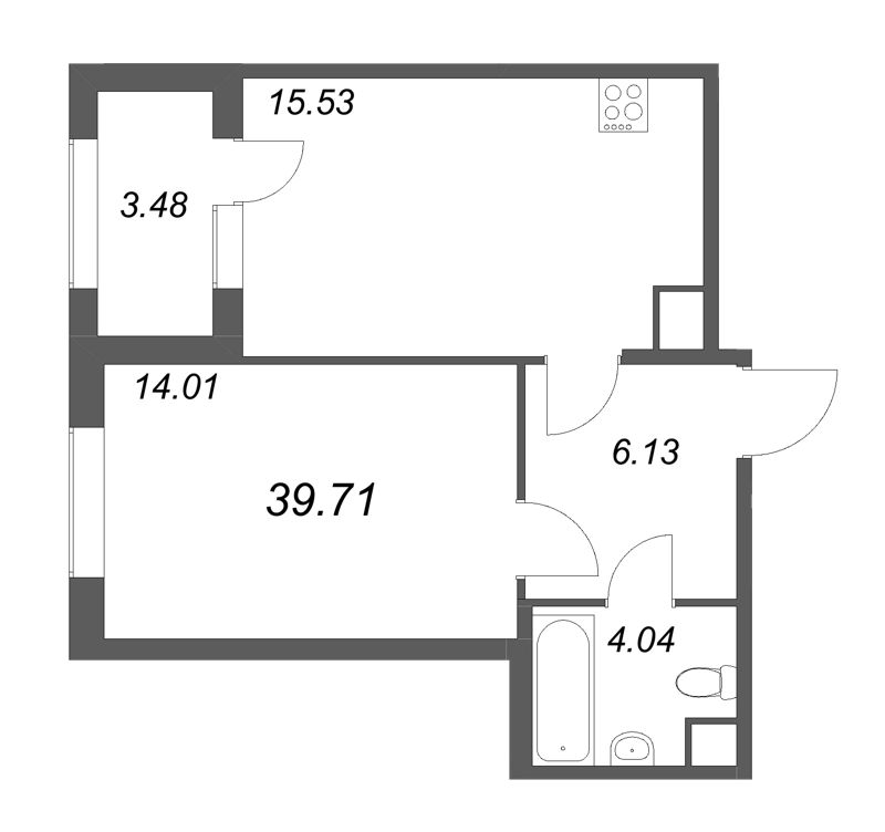 2 ккв (Евро) 39,7 м²
