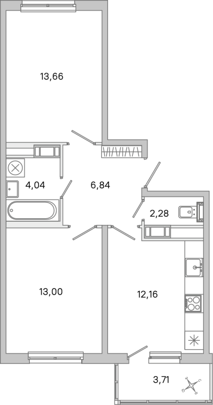 2 ккв 52 м²