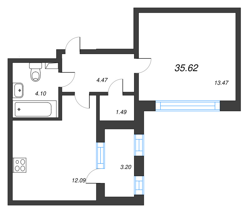 1 ккв 35,6 м²