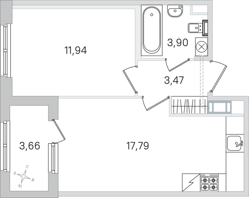 2 ккв (Евро) 37,1 м²