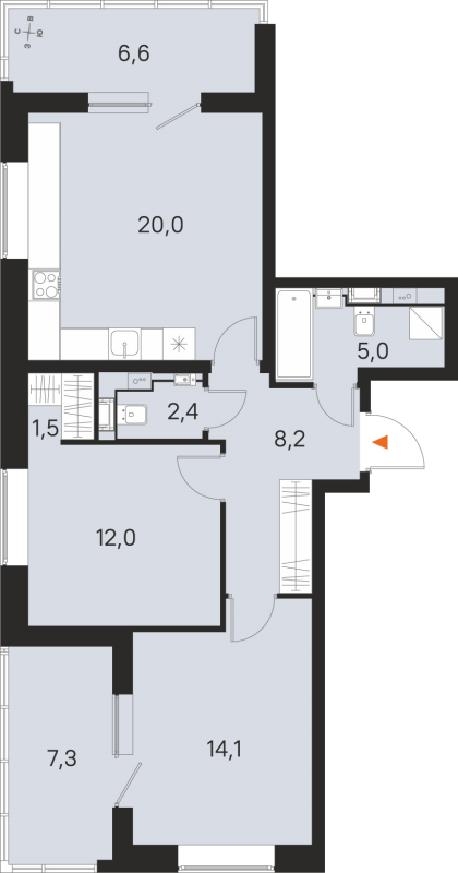 3 ккв (Евро) 63,2 м²