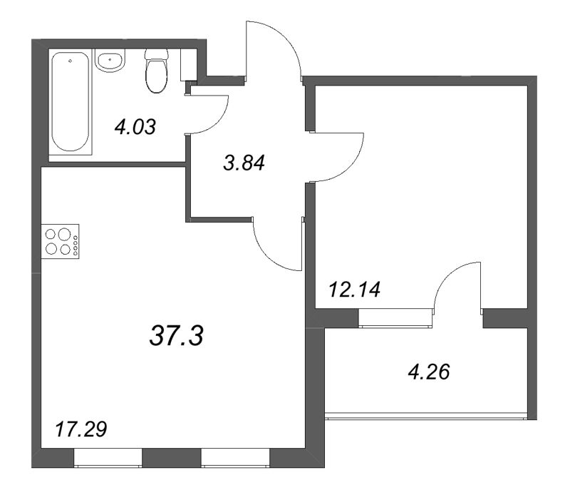 2 ккв (Евро) 37,3 м²