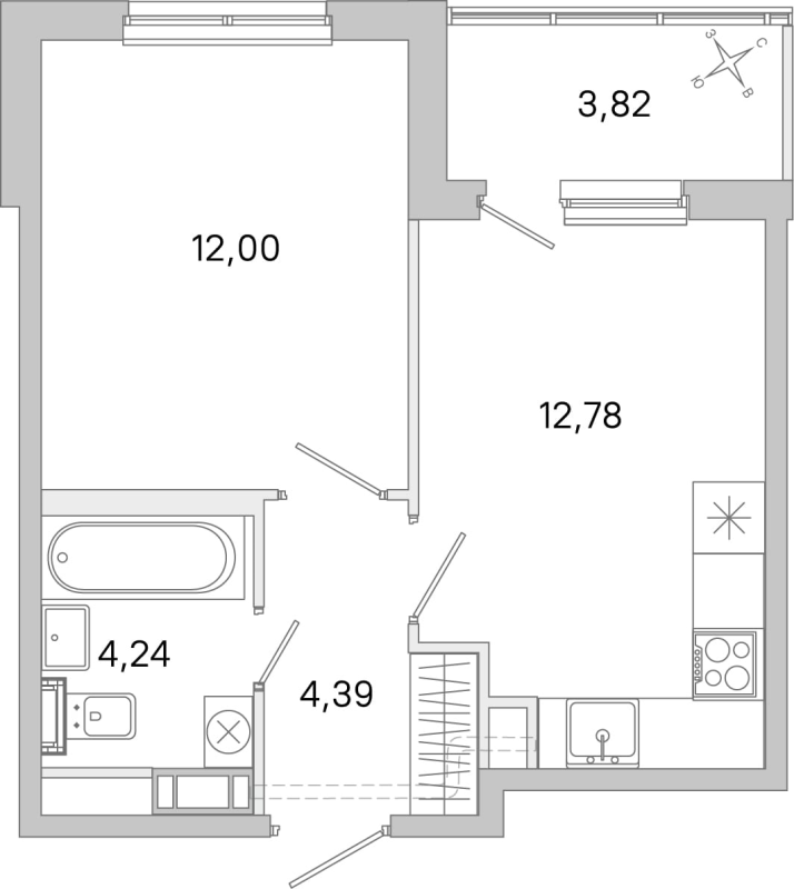 1 ккв 33,7 м²