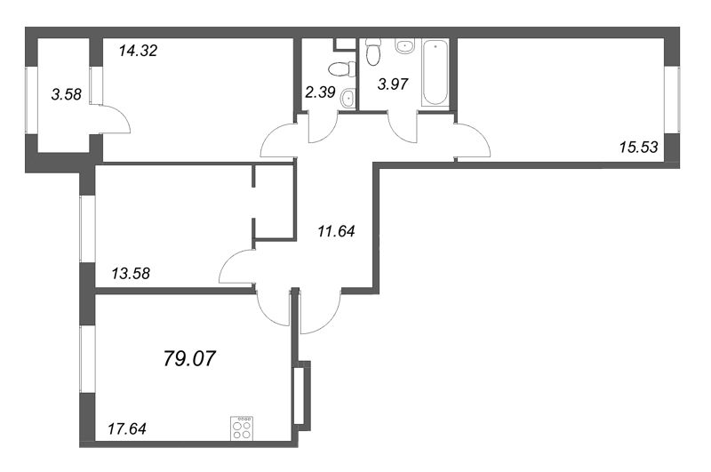 4 ккв (Евро) 79,1 м²