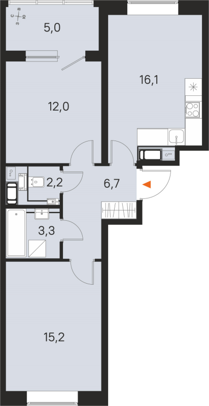 3 ккв (Евро) 55,5 м²