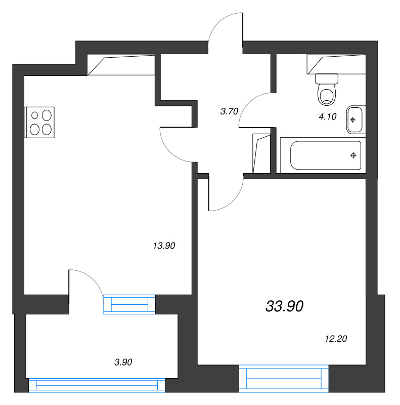 1 ккв 33,9 м²