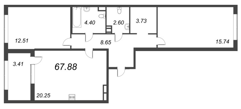 3 ккв (Евро) 67,9 м²