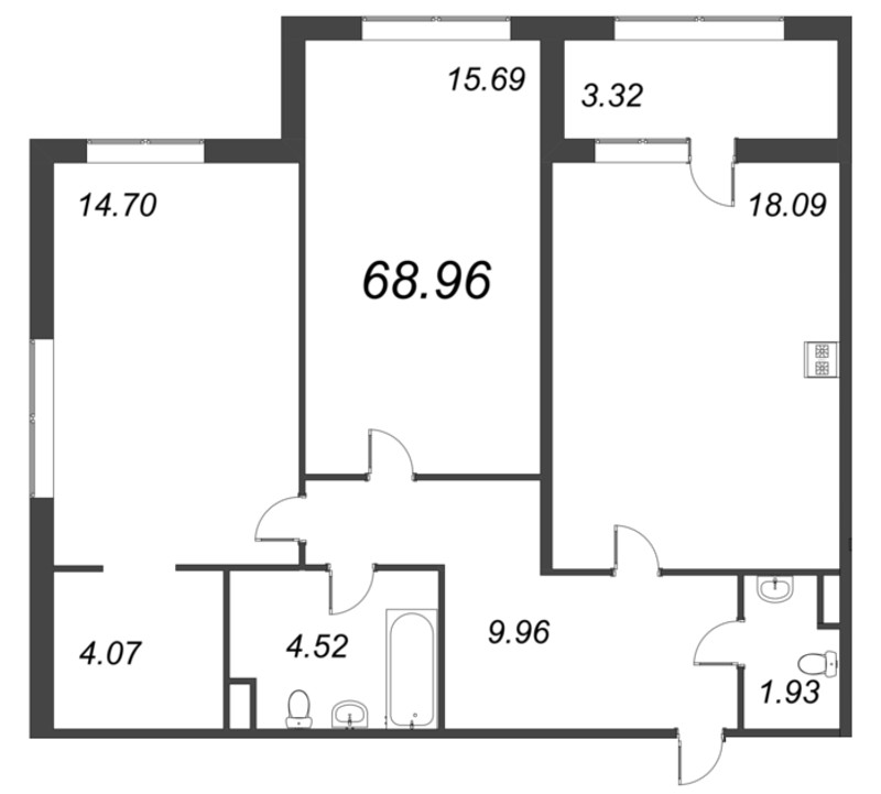3 ккв (Евро) 69 м²