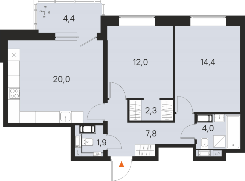 3 ккв (Евро) 62,4 м²